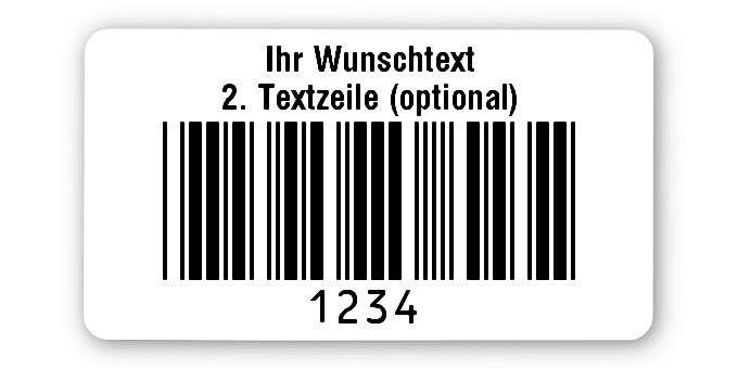 500x Prüfetiketten Folie weiß, 45x25mm, 4-stellig ff, Ihr Wunschtext, 1 Etikett pro Nummer