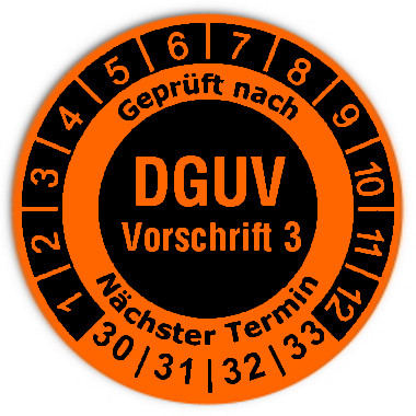 Prüfplaketten DGUV Vorschrift 3 invers - Durchmesser: 30mm
