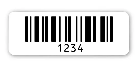 Archivierungsetiketten Material:Polyethylen-Folie hochglänzend weiß Größe:40x15mm Kopfzeile:"ohne" Barcode:128C Stellenanzahl:4-stellig Menge:1000