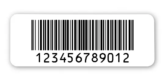 Archivierungsetiketten Material:Polyethylen-Folie hochglänzend weiß Größe:40x15mm Kopfzeile:"ohne" Barcode:128B Stellenanzahl:12-stellig Menge:1000