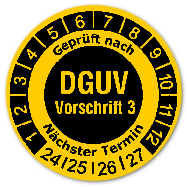 Prüfplaketten DGUV Vorschrift 3 invers