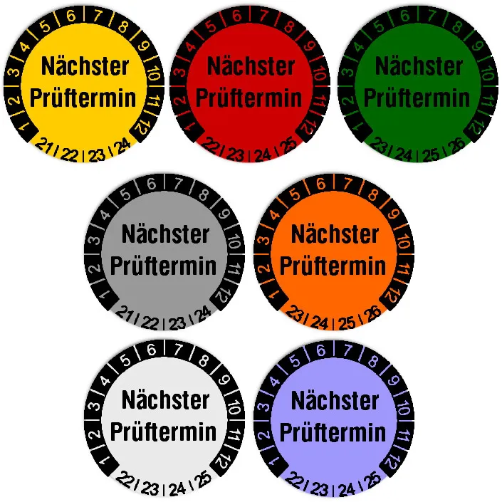 Anwendungsbild1:Datum Prüfetikett Material:Folie gelb Größe:Ø 20mm Nächste Prüfung:2023 Barcode:ohne Stellenanzahl:ohne Ausführung:1 Etikett pro Nummer Etiketten je Rolle:300