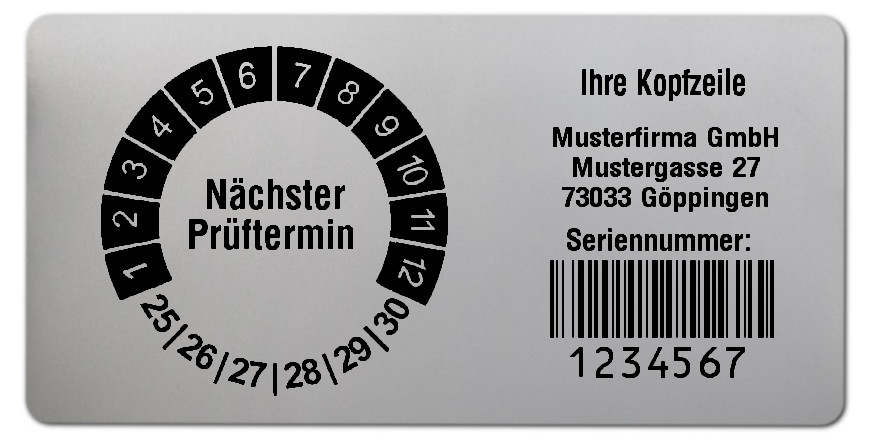 Inspection sticker holder for date stickers - 68x34mm, silver