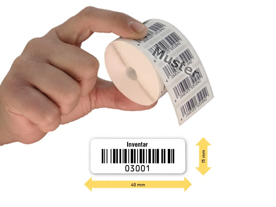 Produktbild: Inventaretiketten Universal, 40x15mm,, 1000 Stück, Nummernkreis 03001 - 04000