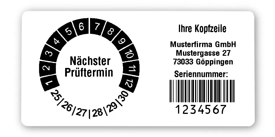 Produktbild: Prüfplakettenträger für Datum Plaketten - 68x34mm, weiß