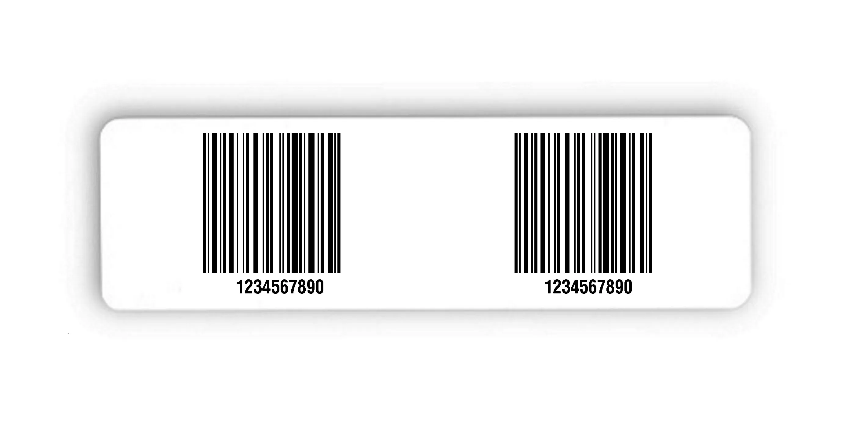 Palettenetiketten Material:Polyethylen-Folie hochglänzend weiß Größe:150x50mm Kopfzeile:"ohne" Barcode:128C Stellenanzahl:10-stellig Menge:300