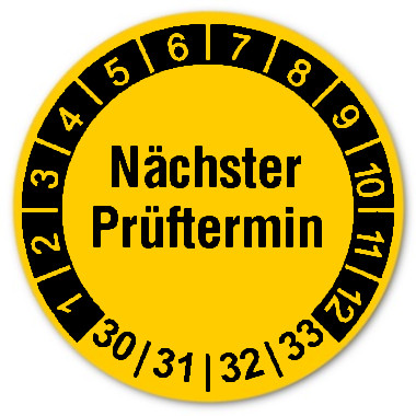 Produktbild: Prüfplaketten Nächster Prüftermin - Durchmesser: 30mm