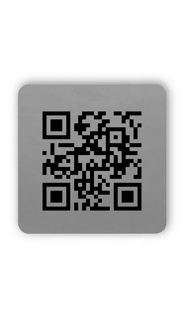 Produktbild:Universaletiketten Material:Folie silber Größe:26x26mm Kopfzeile:"ohne" Barcode:QR Stellenanzahl:Webadresse Sonderetikett:Ohne Klartext Etiketten je Rolle:100