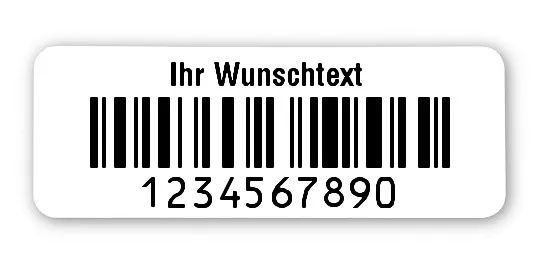 Textiletiketten Material:Patch Größe:40x15mm Kopfzeile:"Ihr Wunschtext" Barcode:128C Stellenanzahl:10-stellig Ausführung:1 Etikette pro Nummer Menge:1000