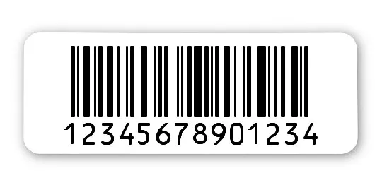 Archivierungsetiketten Material:Polyethylen-Folie hochglänzend weiß Größe:40x15mm Kopfzeile:"ohne" Barcode:128C Stellenanzahl:14-stellig Sonderetikett:Postfix 1 Menge:1000