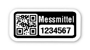 500x Prüfmitteletiketten Folie weiß, 18x8mm, QR 7-stellig ff, Messmittel, 1 Etikett pro Nummer