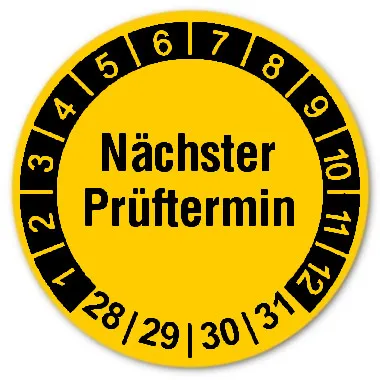 Produktbild: Prüfplaketten Nächster Prüftermin - Durchmesser: 30mm