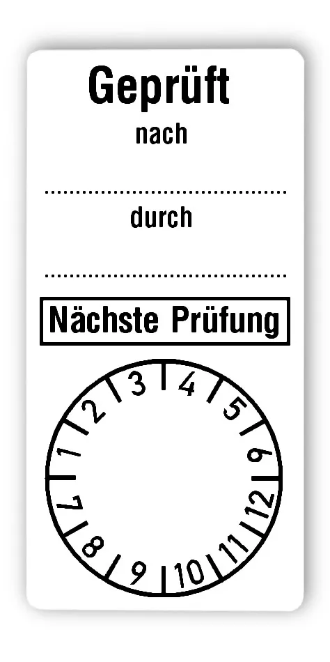 Prüfplakettenträger Material:Polyethylen-Folie hochglänzend weiß Größe:68x34mm Kopfzeile:"ohne" Barcode:ohne Stellenanzahl:ohne Ausführung:1 Etikette pro Nummer Menge:1000