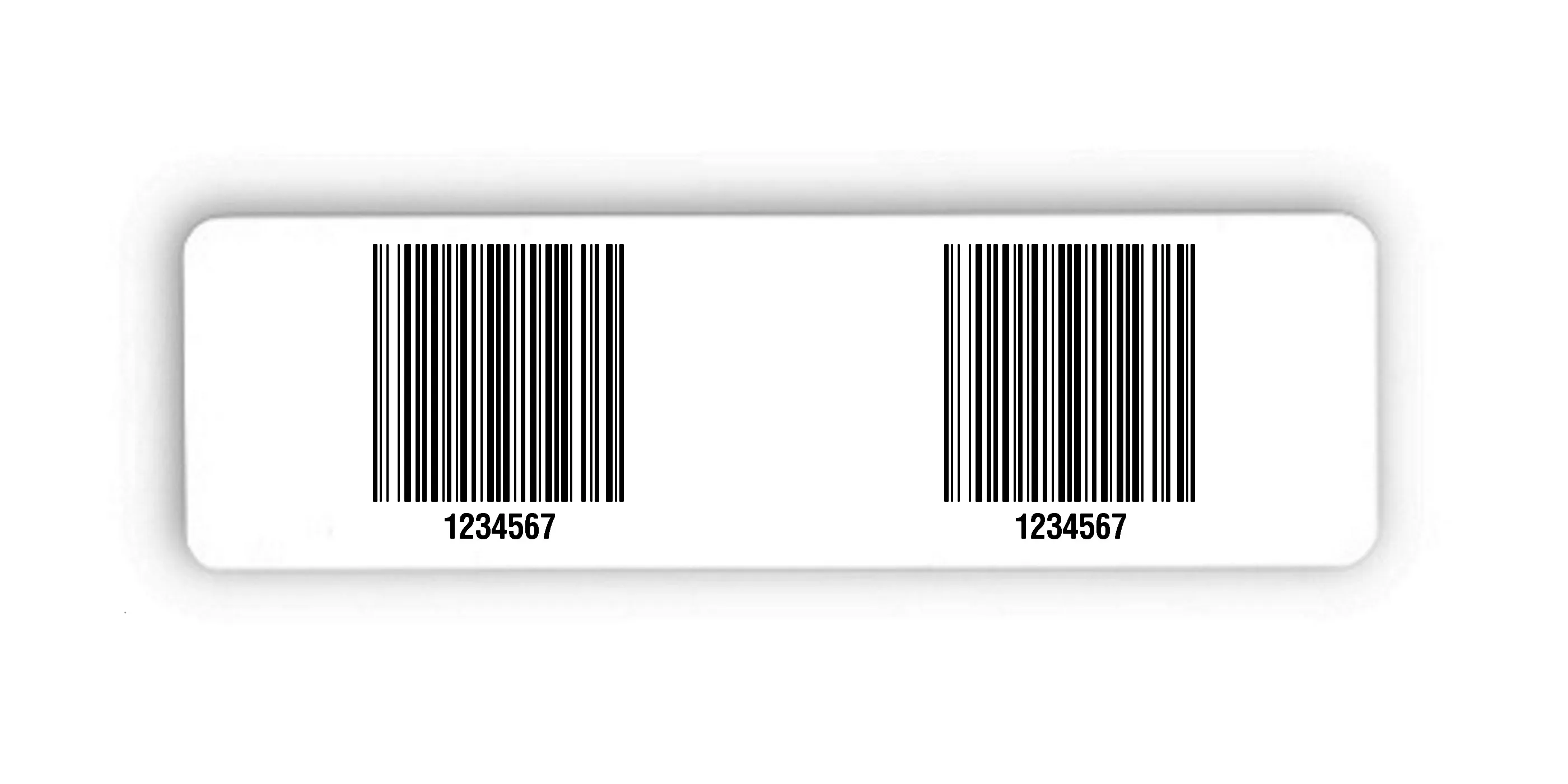 Palettenetiketten Material:Polyethylen-Folie hochglänzend weiß Größe:150x50mm Kopfzeile:"ohne" Barcode:128B Stellenanzahl:7-stellig Menge:300