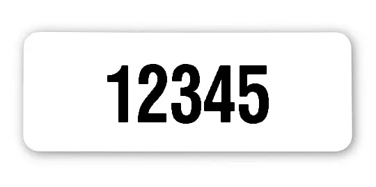 Universaletiketten Material:Folie weiß Größe:40x15mm Kopfzeile:"ohne" Barcode:ohne Stellenanzahl:5-stellig Ausführung:2 Etiketten pro Nummer Etiketten je Rolle:1000