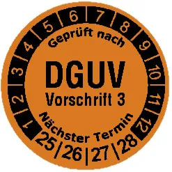 Produktbild: Prüfplaketten DGUV Vorschrift 3 - Durchmesser 20mm
