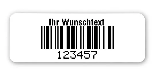 40x15mm Etiketten mit Barcode Folie weiß, 2 Ausführungen je Nummer