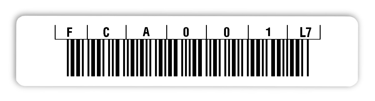 Cleaning Cartridge Etiketten Material:Polyethylen-Folie weiß matt opak Größe:77x16mm Kopfzeile:"ohne" Barcode:Code 39 ohne Prüfziffer Stellenanzahl:8-stellig Sonderetikett:Postfix 2 Menge:10