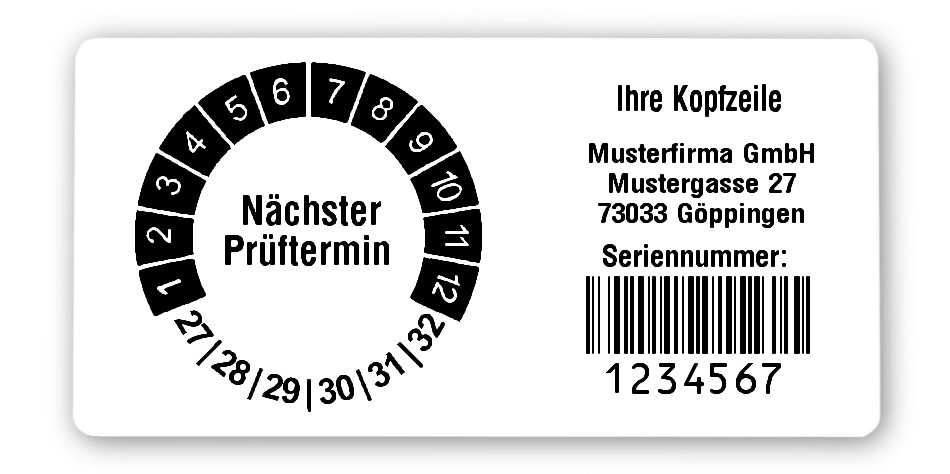Prüfplakettenträger für Datum Plaketten - 68x34mm, weiß