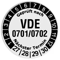 Produktbild: Prüfplaketten "VDE 0701/0702" - Durchmesser: 20mm