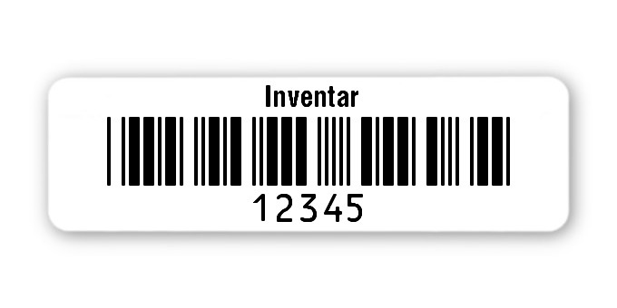 100x Inventaretiketten Folie weiß, 50x15mm, 5-stellig ff, Inventar, 1 Etikett pro Nummer