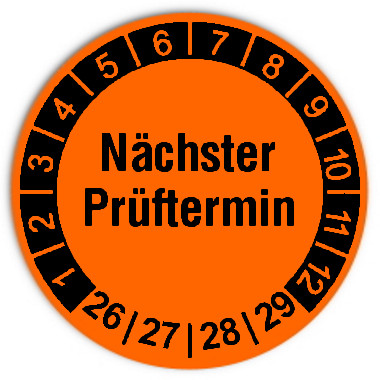 Prüfplaketten-Set (letzter & Nächster Termin) – Ø 30 Mm, 2025–2030, Wasserfest, UV-beständig, Mit Schutzlaminat, Rot/weiß