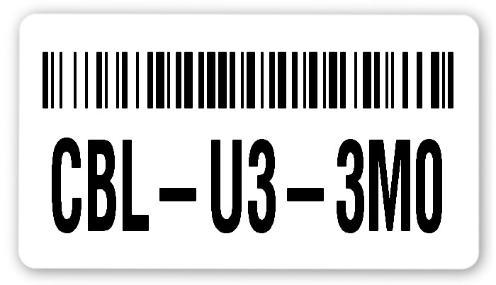 Sonderetiketten Material:Polyethylen-Folie hochglänzend weiß Größe:54x30mm Kopfzeile:"ohne" Barcode:128B Stellenanzahl:10-stellig Ausführung:1 Etikette pro Nummer Menge:1000