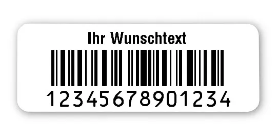 Textiletiketten Material:Patch Größe:40x15mm Kopfzeile:"Ihr Wunschtext" Barcode:128C Stellenanzahl:14-stellig Ausführung:1 Etikette pro Nummer Menge:500