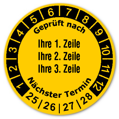 Prüfplaketten 3-zeilig - Durchmesser: 30mm