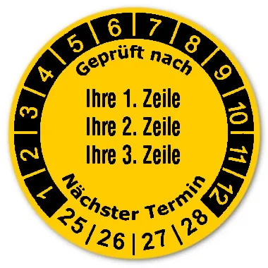 Produktbild: Prüfplaketten 3-zeilig - Durchmesser: 30mm