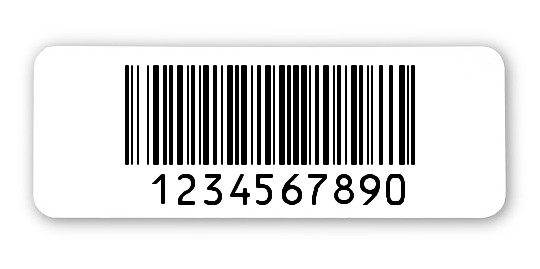 1000x Archivierungsetiketten Folie weiß, 40x15mm, 128B 10-stellig fix, 1 Etikett pro Nummer