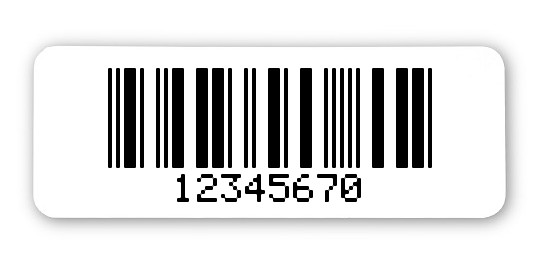 1000x Archivierungsetiketten Folie weiß, 40x15mm, 2a5 mit Prüfziffer 8-stellig ff, 1 Etikett pro Nummer