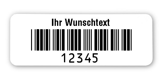 1000x Prüfetiketten Folie weiß, 40x15mm, 5-stellig ff, Ihr Wunschtext, 1 Etikett pro Nummer