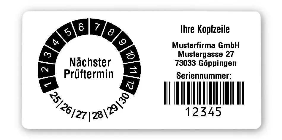 Produktbild: Prüfplakettenträger für Datum Plaketten - 68x34mm, weiß