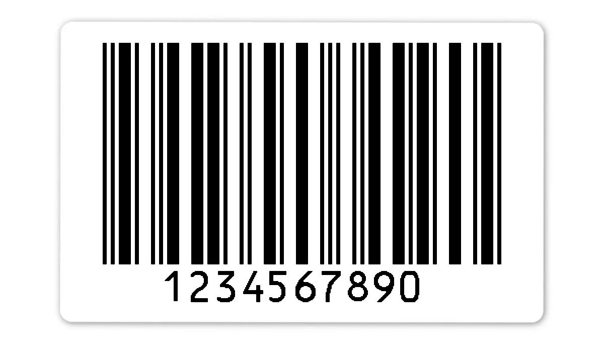 Palettenetiketten Material:Folie weiß Größe:80x50mm Kopfzeile:"ohne" Barcode:2a5 interleaved Stellenanzahl:10-stellig Ausführung:1 Etikett pro Nummer Etiketten je Rolle:300