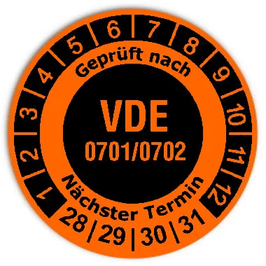 Produktbild: Prüfplaketten VDE 0701/0702 invers - Durchmesser: 30mm