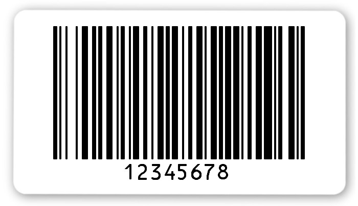Archivierungsetiketten Material:Polyethylen-Folie hochglänzend weiß Größe:54x30mm Kopfzeile:"ohne" Barcode:128B Stellenanzahl:8-stellig Ausführung:1 Etikette pro Nummer Menge:1000