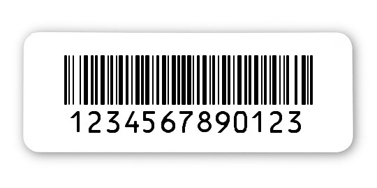 100x Etiketten Folie weiß, 40x15mm, 128B 13-stellig fix, 1 Etikett pro Nummer