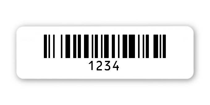 Universaletiketten Material:Thermopapier Größe:50x15mm Kopfzeile:"ohne" Barcode:128B Stellenanzahl:4-stellig Ausführung:2 Etiketten pro Nummer Menge:100