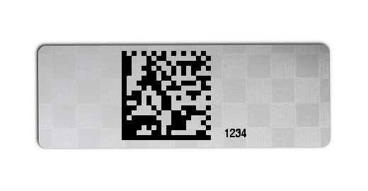 Universaletiketten Material:Siegeletikett Größe:36x13mm Kopfzeile:"ohne" Barcode:DataMatrix Stellenanzahl:4-stellig Ausführung:3 Etiketten pro Nummer Etiketten je Rolle:300