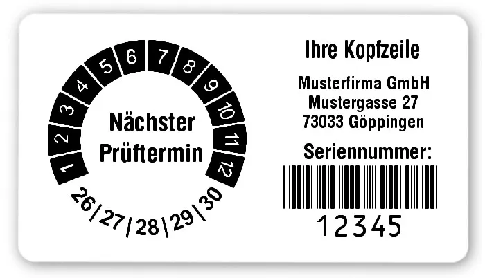Produktbild: Prüfplakettenträger für Datum Plaketten - 54x30mm, weiß