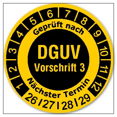 Prüfplaketten DGUV Vorschrift 3 invers