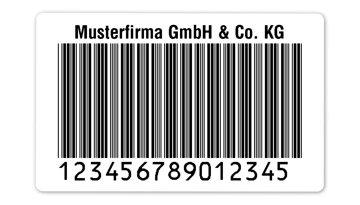 Palettenetiketten Material:Folie weiß Größe:80x50mm Kopfzeile:"Ihr Wunschtext" Barcode:Code 39 ohne Prüfziffer Stellenanzahl:15-stellig Ausführung:1 Etikett pro Nummer Etiketten je Rolle:300