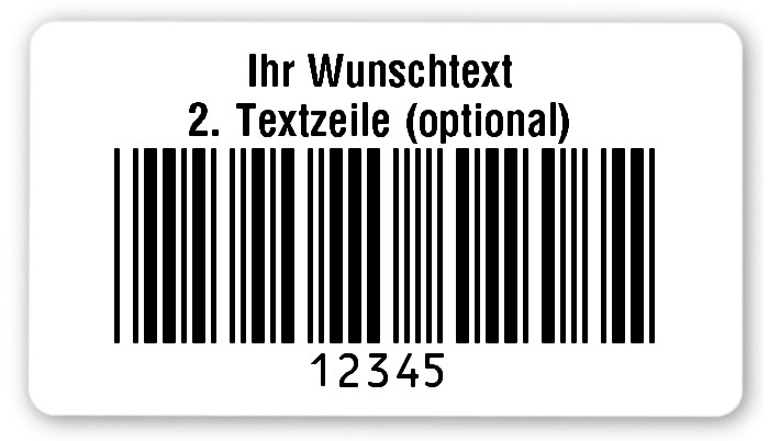1000x Etiketten Folie weiß, 54x30mm, 5-stellig ff, Ihr Wunschtext, 1 Etikett pro Nummer