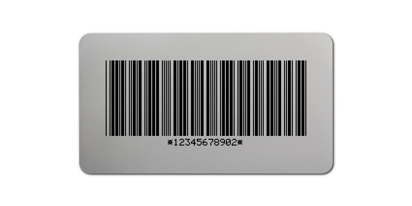 500x Etiketten Folie silber, 45x25mm, Code 39 mit Prüfziffer 11-stellig ff, 1 Etikett pro Nummer