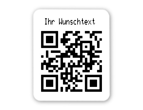 100x Etiketten Folie weiß, 26x22mm, QR Webadresse fix, Ihr Wunschtext, Ohne Klartext