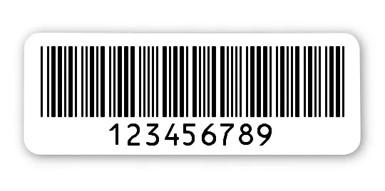 Archivierungsetiketten Material:Polyethylen-Folie hochglänzend weiß Größe:40x15mm Kopfzeile:"ohne" Barcode:Code 39 ohne Prüfziffer Stellenanzahl:9-stellig Sonderetikett:Postfix 1 Menge:1000