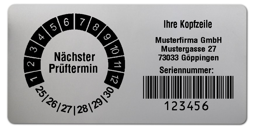 Prüfplakettenträger für Datum Plaketten - 68x34mm, silber