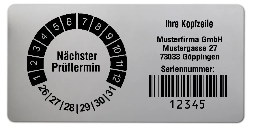 Produktbild: Prüfplakettenträger für Datum Plaketten - 68x34mm, silber