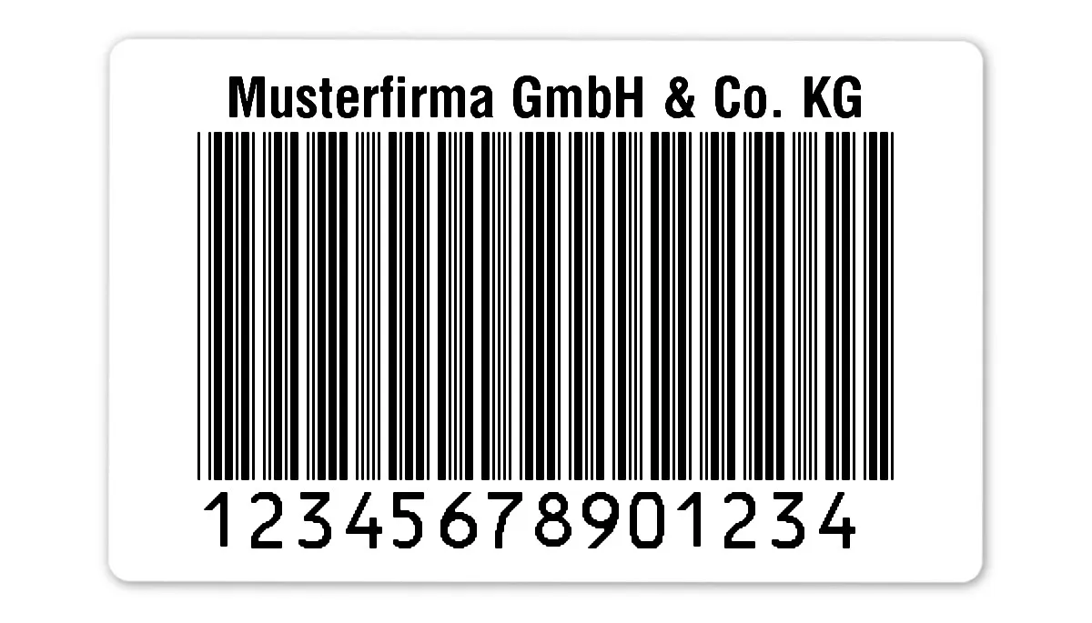 Palettenetiketten Material:Folie weiß Größe:80x50mm Kopfzeile:"Ihr Wunschtext" Barcode:Code 39 ohne Prüfziffer Stellenanzahl:14-stellig Ausführung:1 Etikett pro Nummer Etiketten je Rolle:300